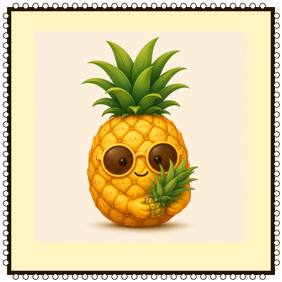 Crown stamp, holding the pineapple